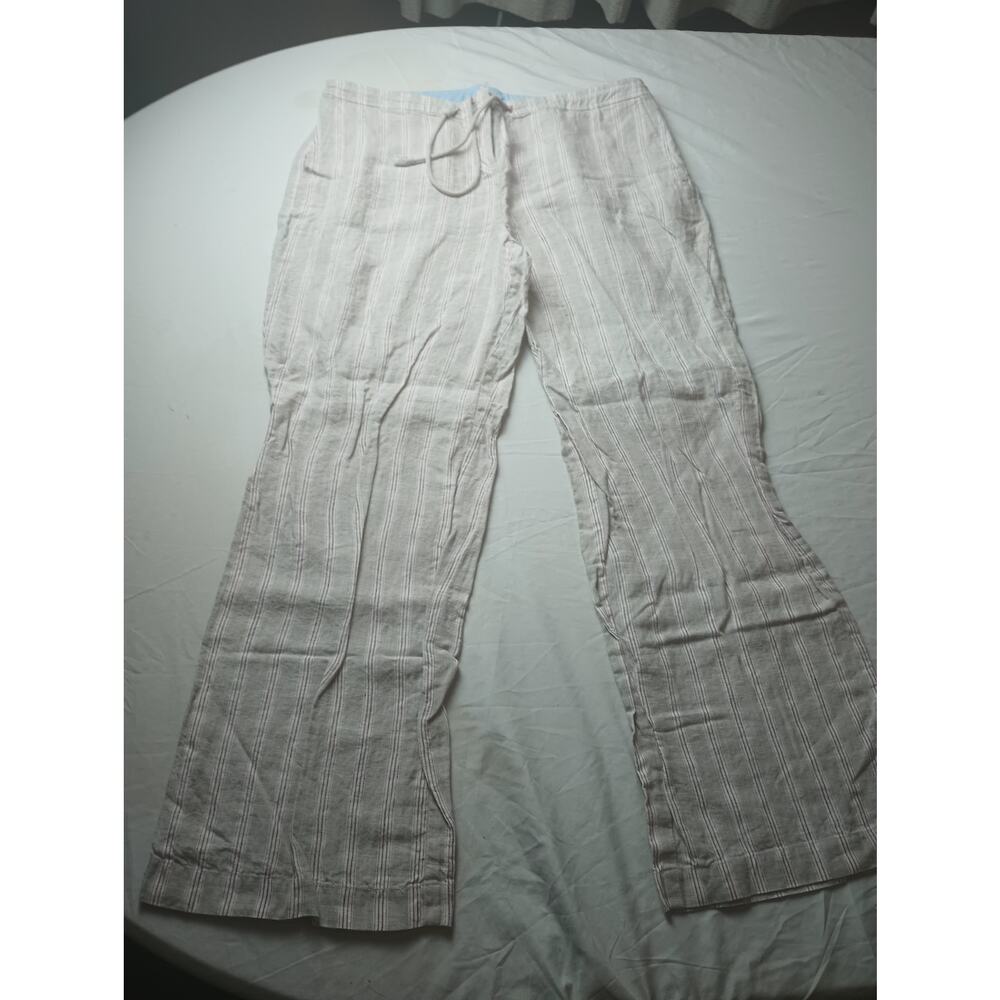 Christopher & Banks Linen Pants Drawstring Flared Women sz 12 Boho‎ Beach